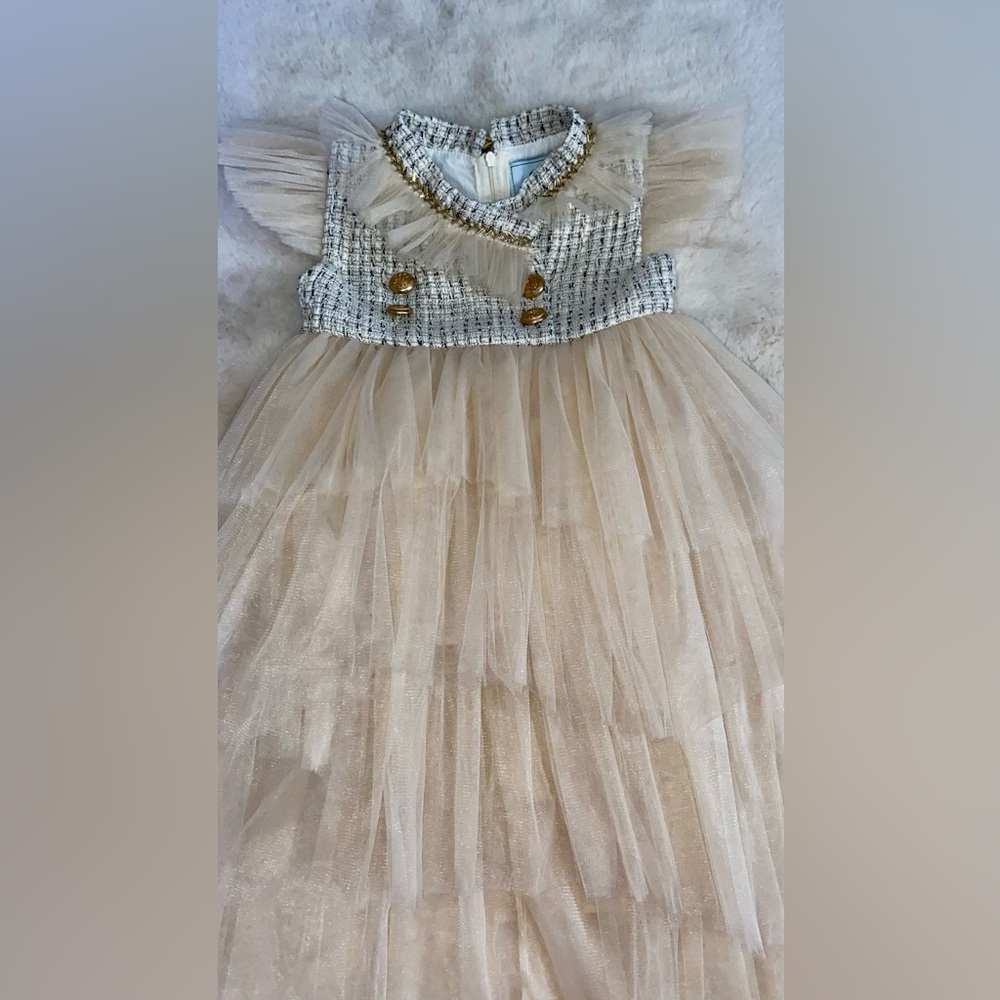 Petite Maison Kids brand  
Elegant Cream Tulle Dress good condition - Picture 2 of 6